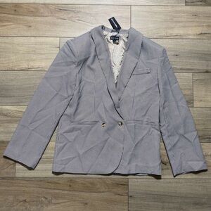 Pretty Little Thing Womens Houndstooth Oversized Curved Hem Blazer Size 2